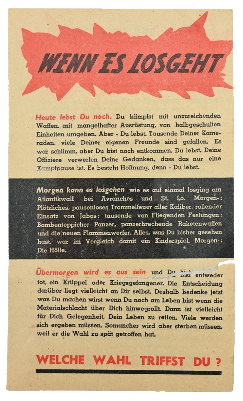 Allied WW2 Droppingsflyer 'Wenn es Losgeht'