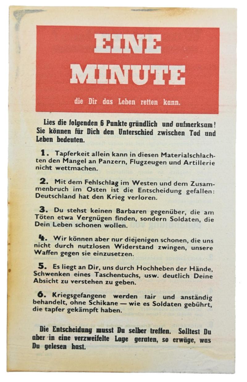 Allied WW2 Droppingsflyer 'Eine Minute'