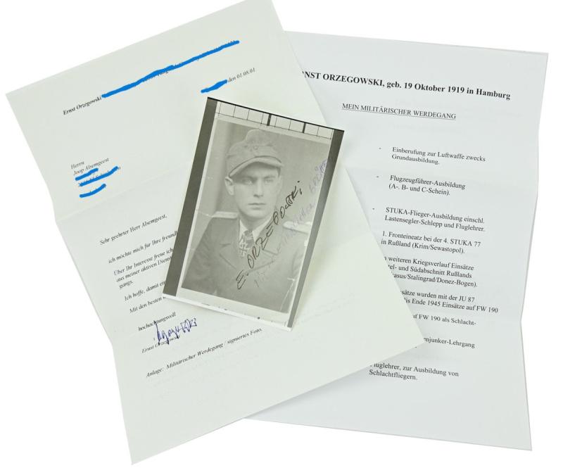 Signature of Luftwaffe KC Recipient 'Ernst Orzegowski'