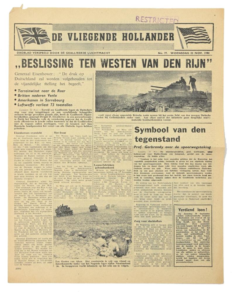 Allied Droppingsflyer 'De Vliegende Hollander' 22 November 1944