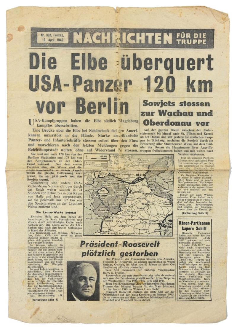 Allied WW2 Droppingsflyer 'Nachrichten für die Truppe' 13 April 1945