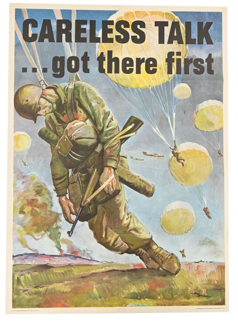 US WW2 Airborne Poster 'Careless Talk...got there first'