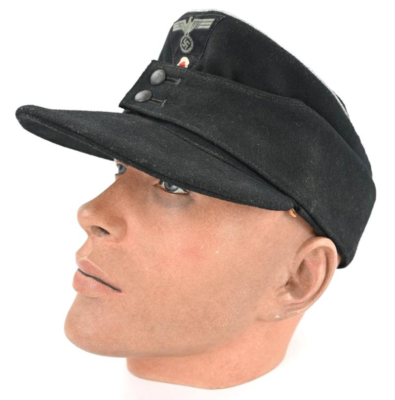 German WH Officer M43 Black Panzer Field Cap
