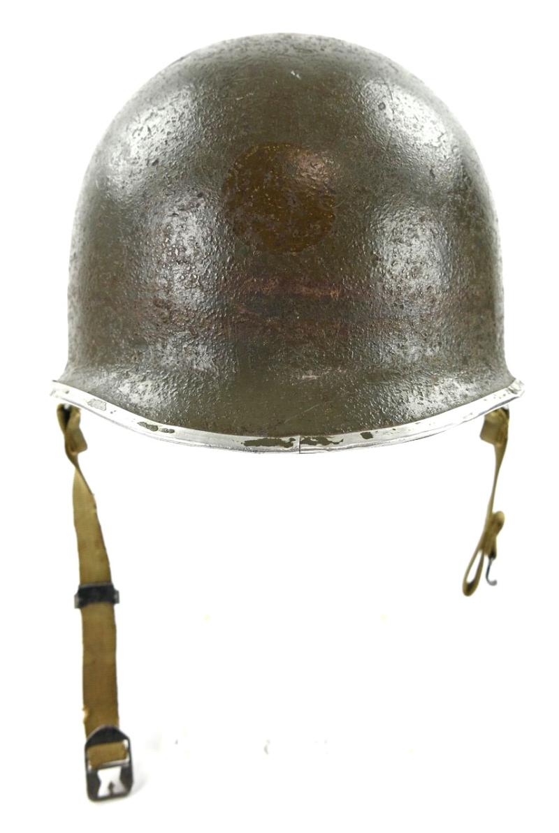 US WW2 M1 Swivel bale Combat Helmet with Schrapnell Damage