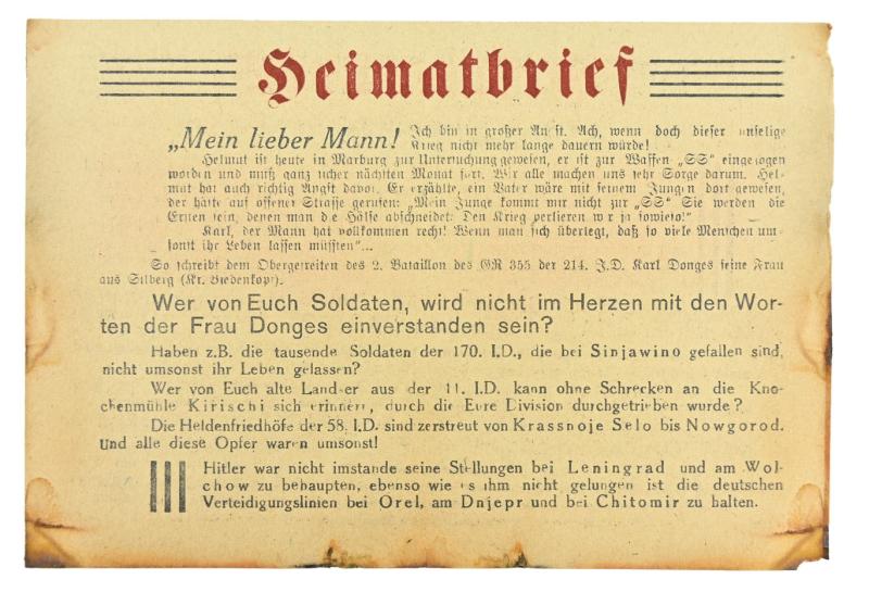 Russian WW2 Droppingsflyer 'Heimatbrief'