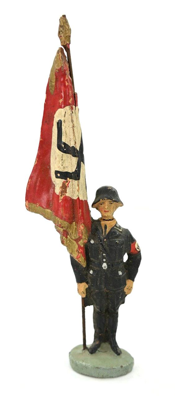 German Elastolin Toy Figure Waffen-SS Soldier with Flag