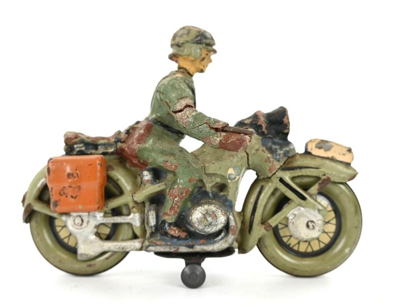 German Elastolin Toy Figure 'WH Motorradfahrer'