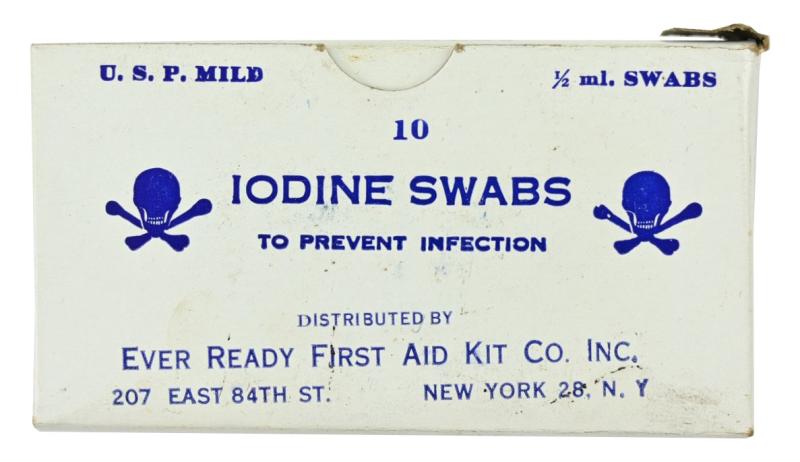 US WW2 Iodine Swabs in box
