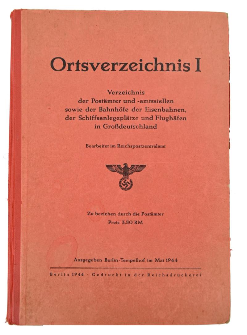 German Third Reich Postal Code Book 1944