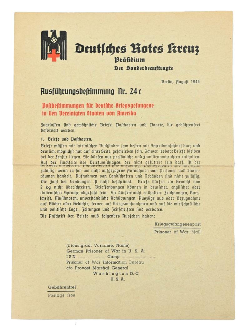 German DRK Manual 'Prisoner of War America'