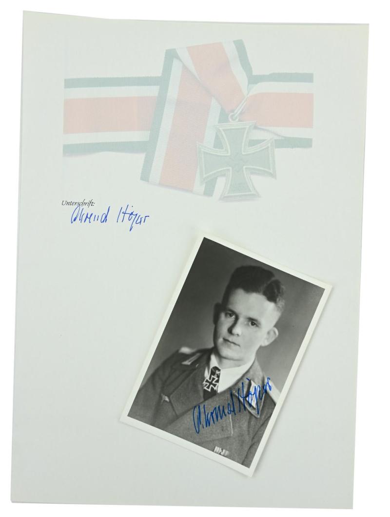 Signature of Wehrmacht Heer KC Recipient 'Ahrend Höper'