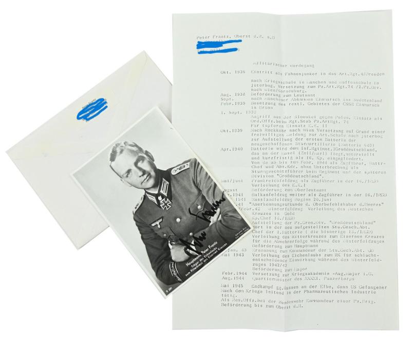 Signature of Wehrmacht (Heer) KC&OLC Recipient 'Peter Frantz'