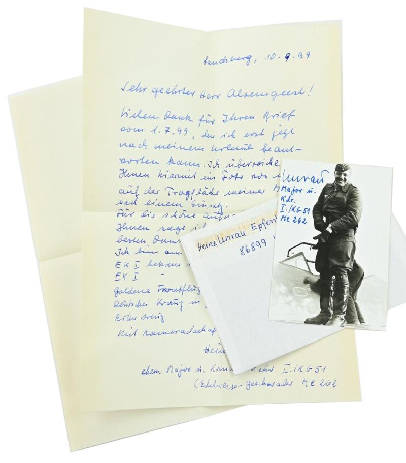 Signature of Luftwaffe KC Recipient 'Heinz Unrau'