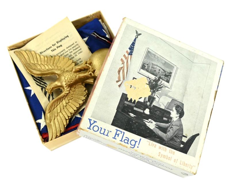 US WW2 48 Star Stars & Stripes Flag with Wall Eagle