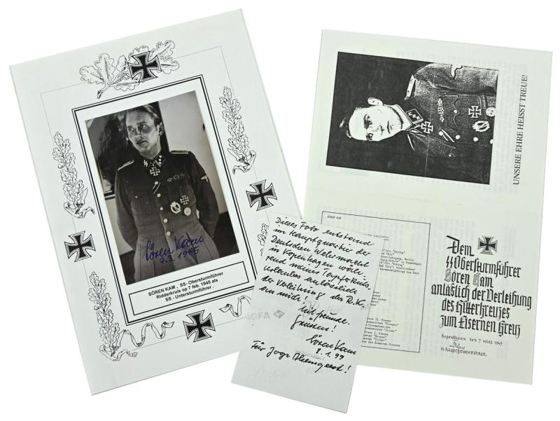 Signature of Waffen-SS KC Recipient 'Søren Kam'