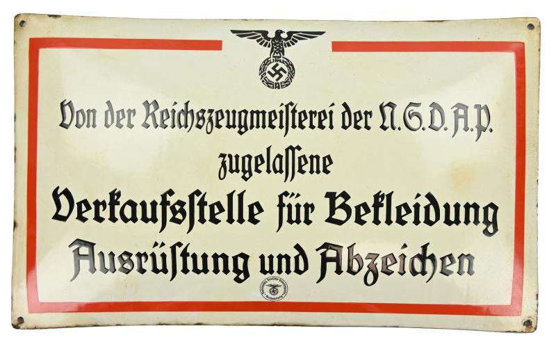 German NSDAP RZM Enamel Sign