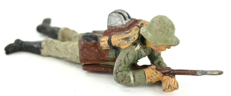 German Elastolin Toy figure 'Laying Infantry Man'
