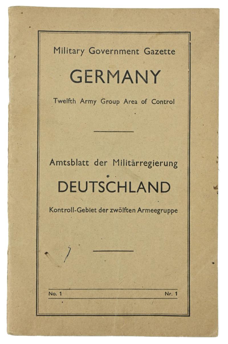 German Occupied Regulations Book 12th Army Group