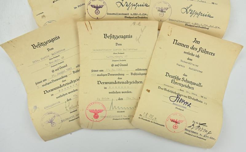German WH Certificate Grouping 'Uffz. Martin Rullkötter /Panzer regiment 27