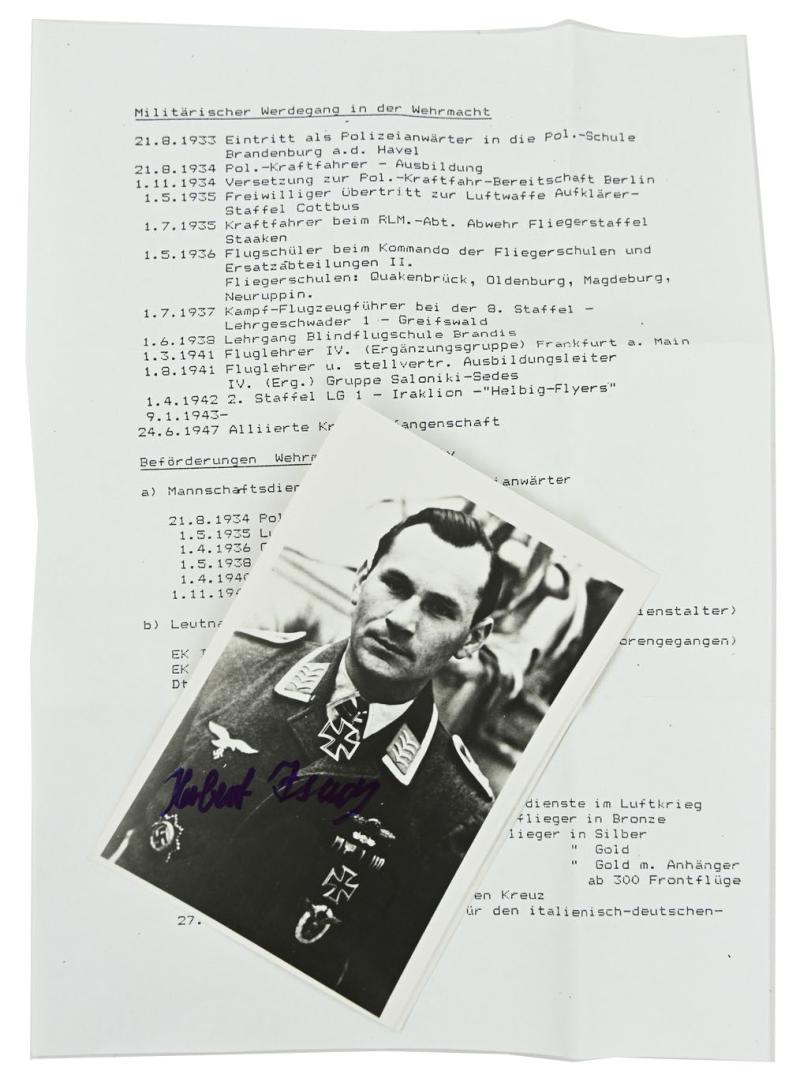 Signature of Luftwaffe KC Recipient 'Herbert Isachsen'
