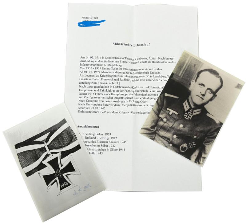 Signature of Wehrmacht Heer KC Recipient 'August Koch'