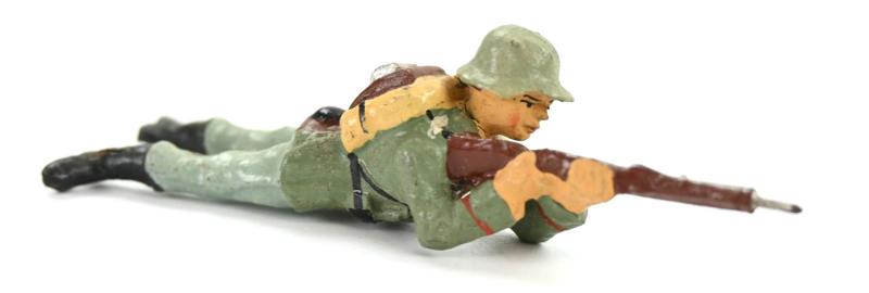 German Elastolin Toy figure 'Laying Infantry Man'