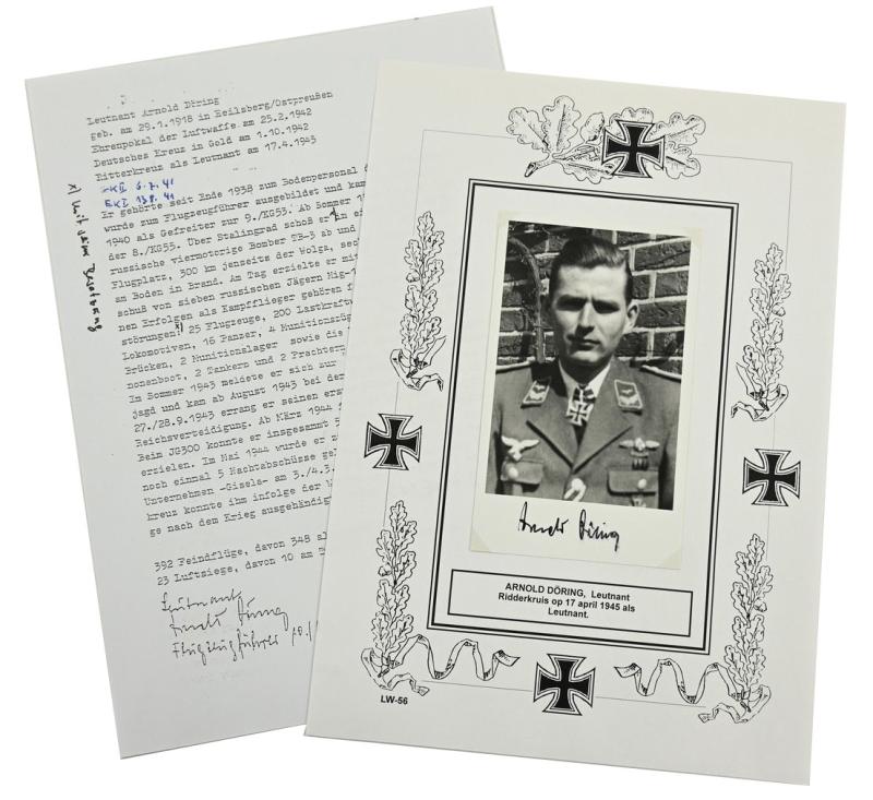 Signature of Luftwaffe KC Recipient ''Arnold Döring