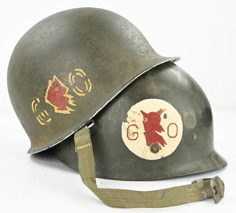 US WW2 Named M1 Swivel Bale Go Devils 60th Infantry Regiment Helmet