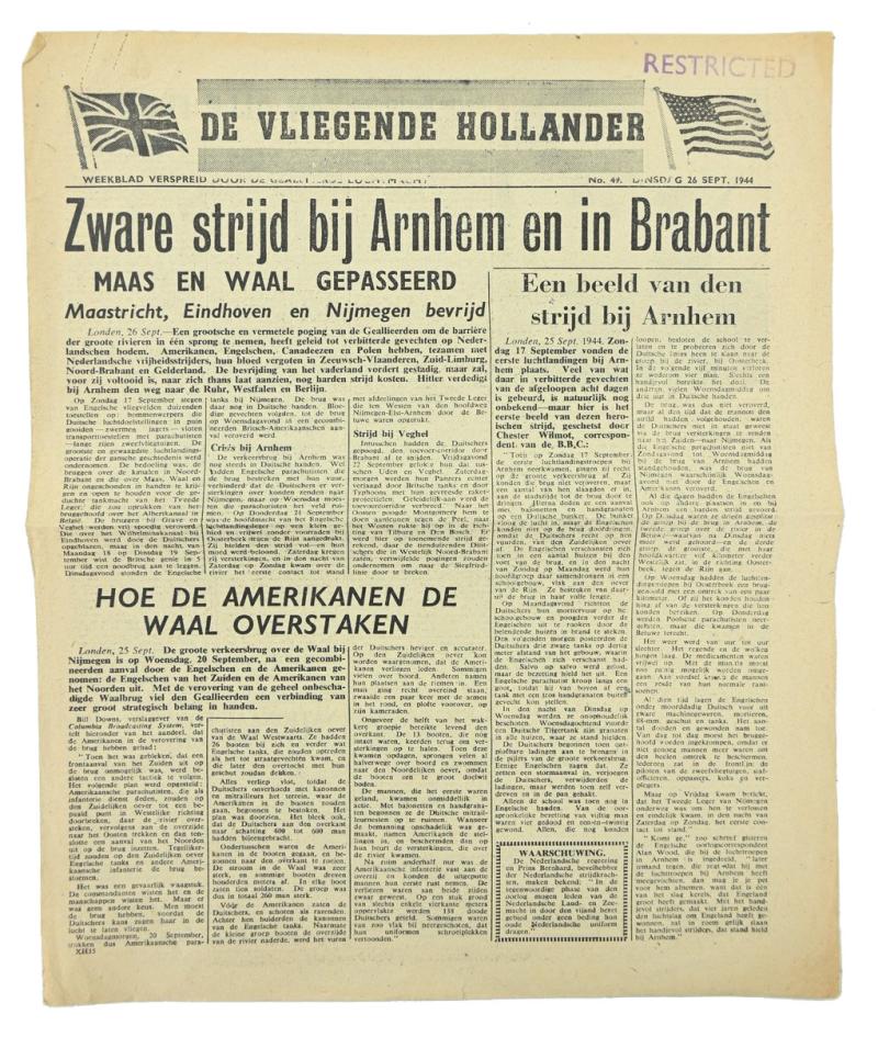 Allied Droppingsflyer 'De Vliegende Hollander' 26 September 1944
