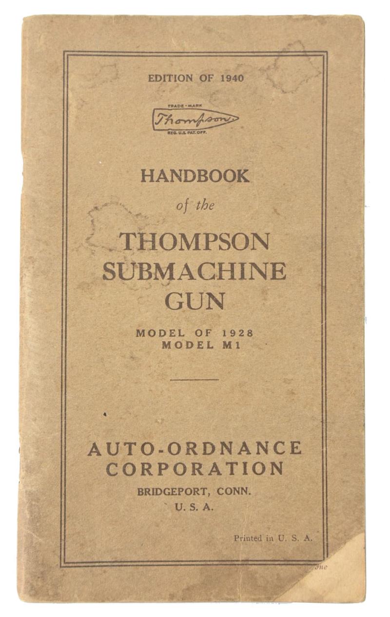 US WW2 Thompson M-1928 Handbook Manual