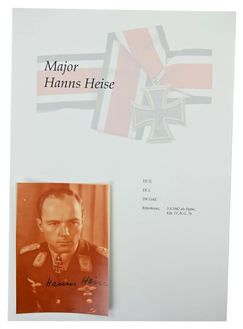 Signature of Luftwaffe KC Recipient 'Hanns Heise'