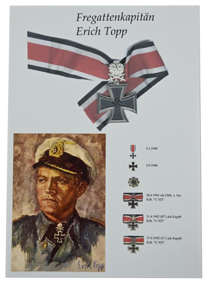 Signature of Kriegsmarine KC-Recipient 'Erich Topp'