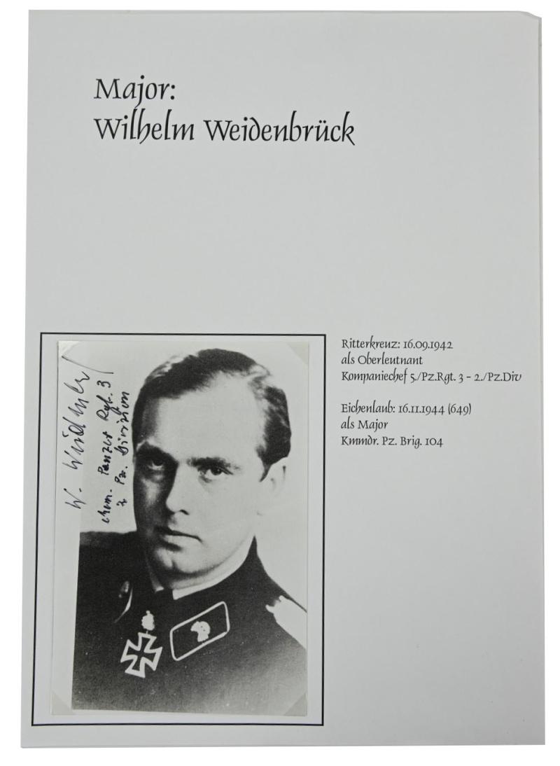 Signature of Wehrmacht Heer KC&OLC Recipient 'Wilhelm Weidenbrück'