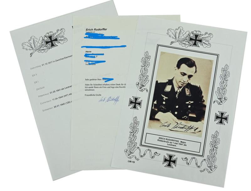 Signature of Luftwaffe KC-OLC & S Recipient 'Erich Rudorffer'