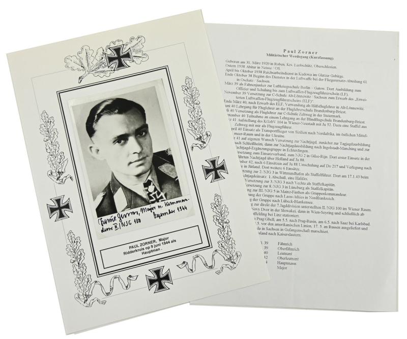 Signature of Luftwaffe KC-OLC&S Recipient 'Paul Zorner'