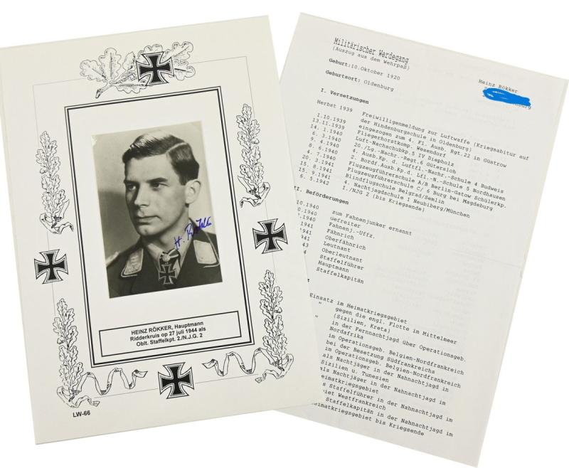 Signature of Luftwaffe KC Recipient 'Heinz Rökker'