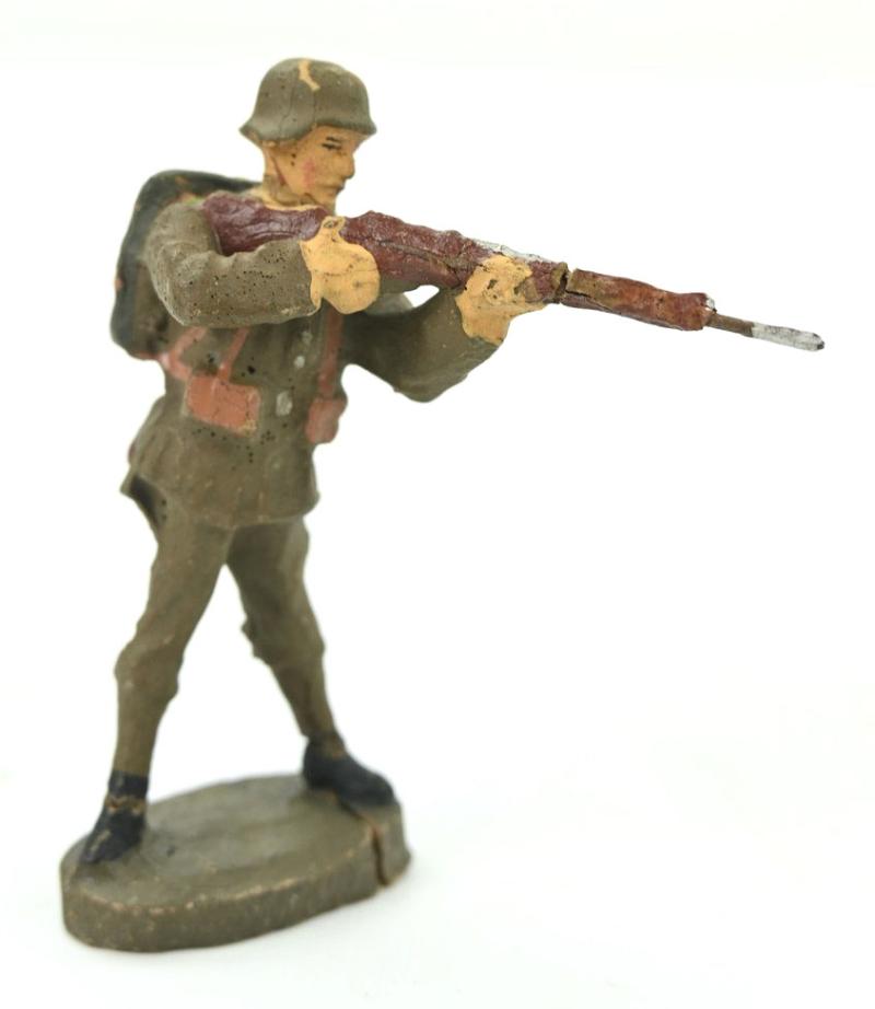 German Elastolin Toy Figure 'Shooting Soldier'
