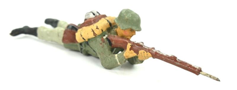 German Elastolin Toy figure 'Laying Infantry Man'