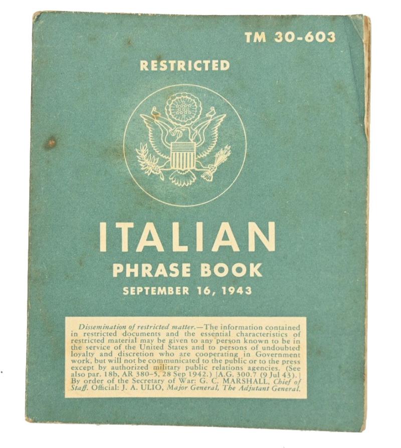 US WW2 Italian Phrase Book