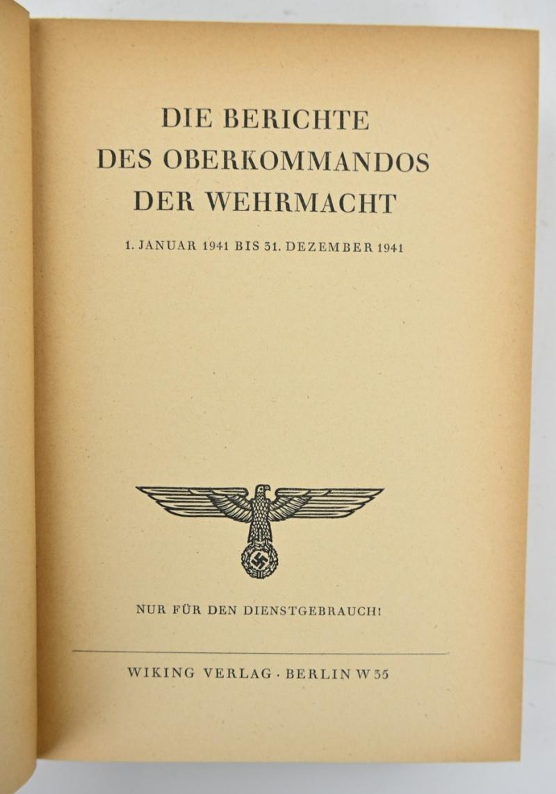 German WH Book 'Die Berichte des Oberkommandos der Wehrmacht 1941