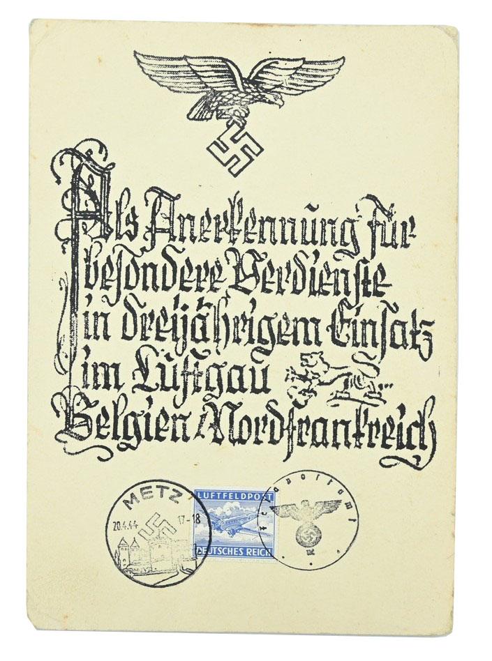 German LW Recognition Certificate Belgian-France