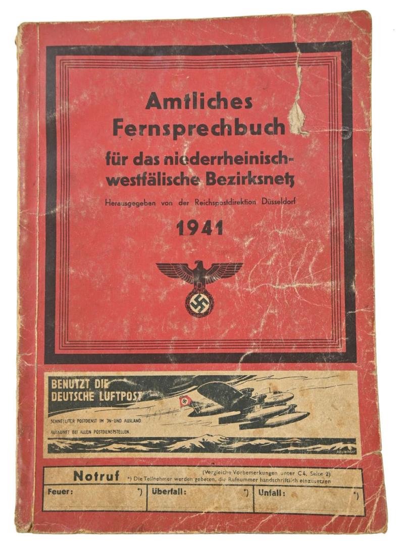 German Third Reich Phonebook 'Dusseldorf' 1941