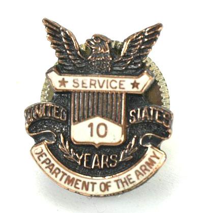 US Army 10 years of Service Pin