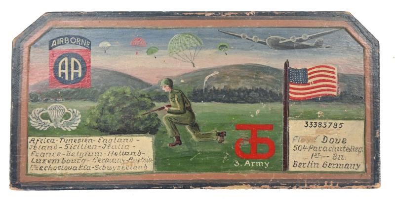US WW2 82nd Airborne Division 504th Parachute Infantry Regiment Wooden Painted Sign
