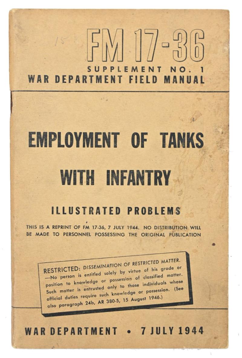 US WW2 Field Manual FM17-36 Tanks with Infantry