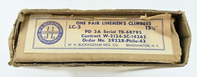 US WW2 Signal Corps LC-5 Lineman's Climbers in Case