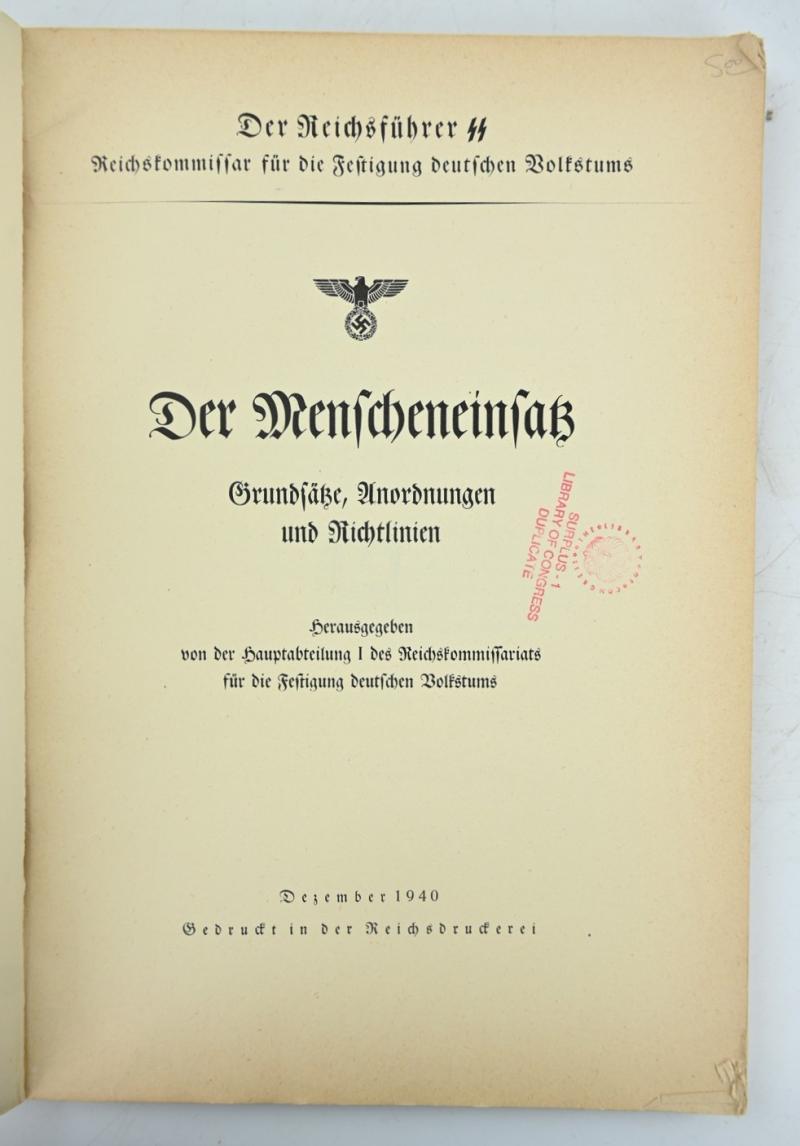 German Reichsführer-SS Intern Book 'Human Imprisonment'