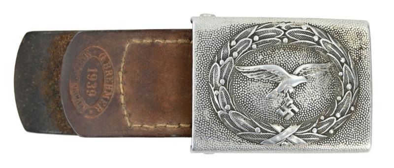 German LW Beltbuckle with Leather Tab 'GB' 1939