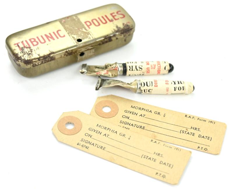 British WW2 RAF First Aid Morphine Tin Can with Content