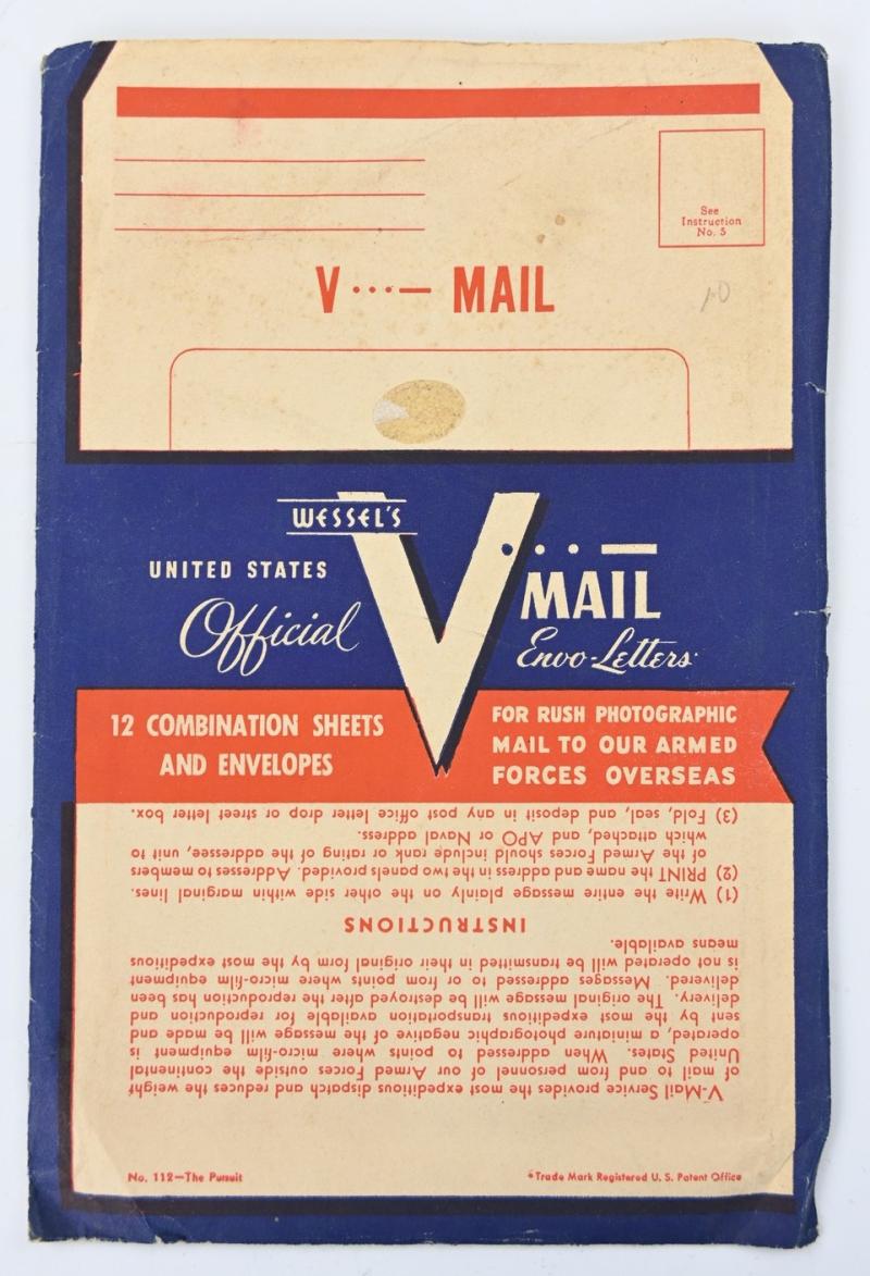 US WW2 V-Mail Envelop and Papers